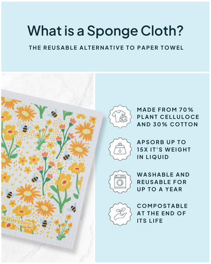 Sponge Cloth Floral Yellow | Nature Bee
