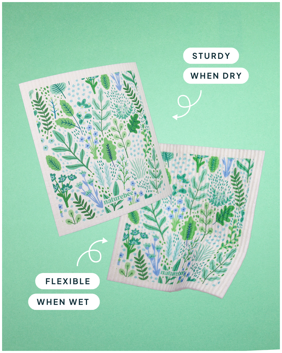 Sponge Cloth Floral Green | Nature Bee
