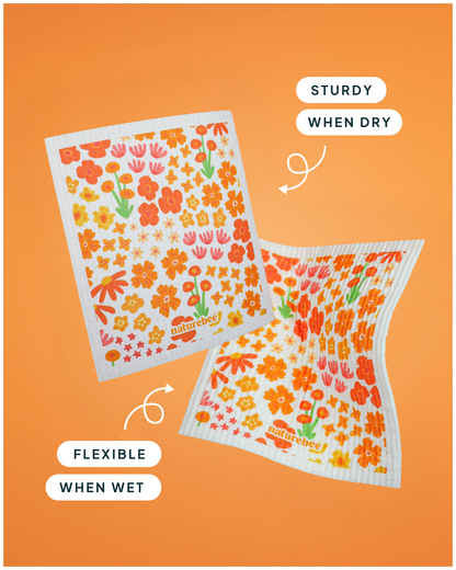 Sponge Cloth Floral Orange | Nature Bee