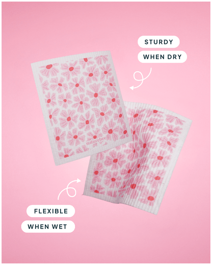 Pink Flower Swedish Dishcloth - NATURE BEE