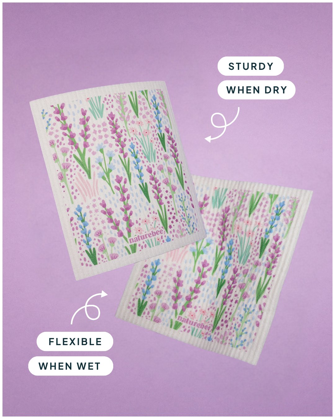 Sponge Cloth Floral Purple | Nature Bee