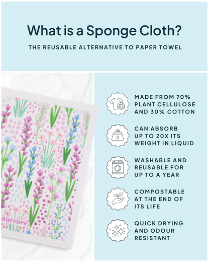 Floral Swedish Sponge Cloth 6 pack | Nature Bee