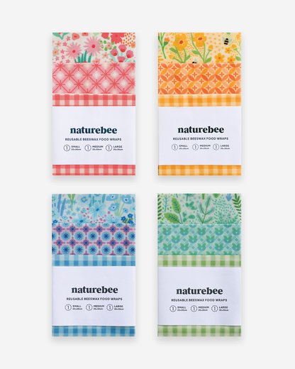 Beeswax Wrap Variety Set 4 Pack Bundle  | Made in Canada |  Nature Bee