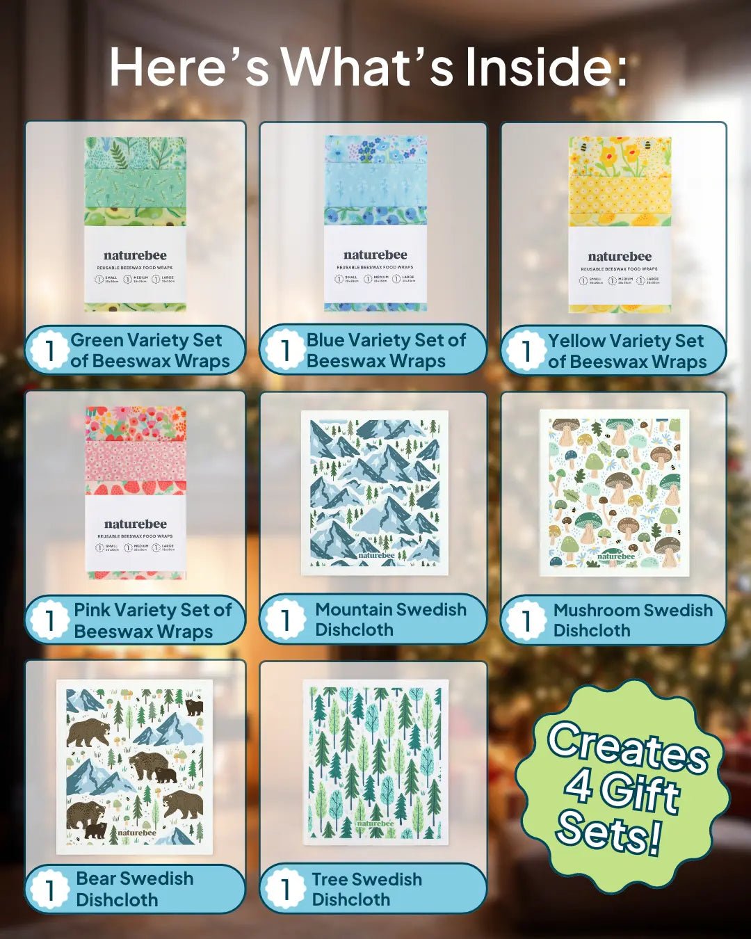 Multi-Gift Pack | Beeswax Wraps &amp; Swedish Dishcloths - NATURE BEE