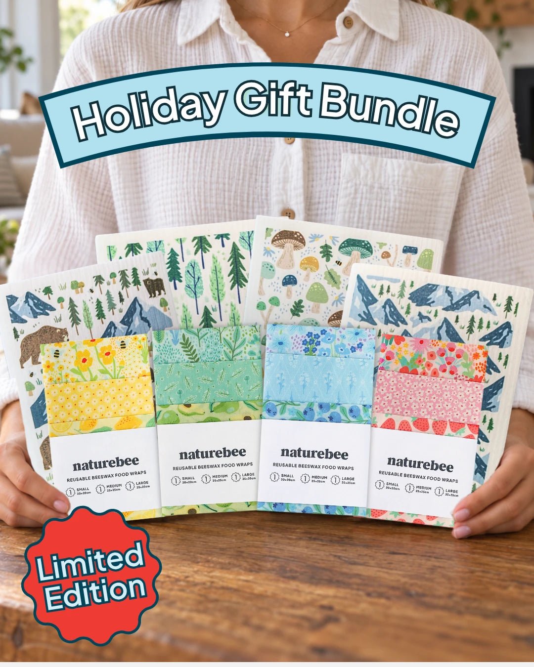 Multi-Gift Pack | Beeswax Wraps &amp; Swedish Dishcloths - NATURE BEE
