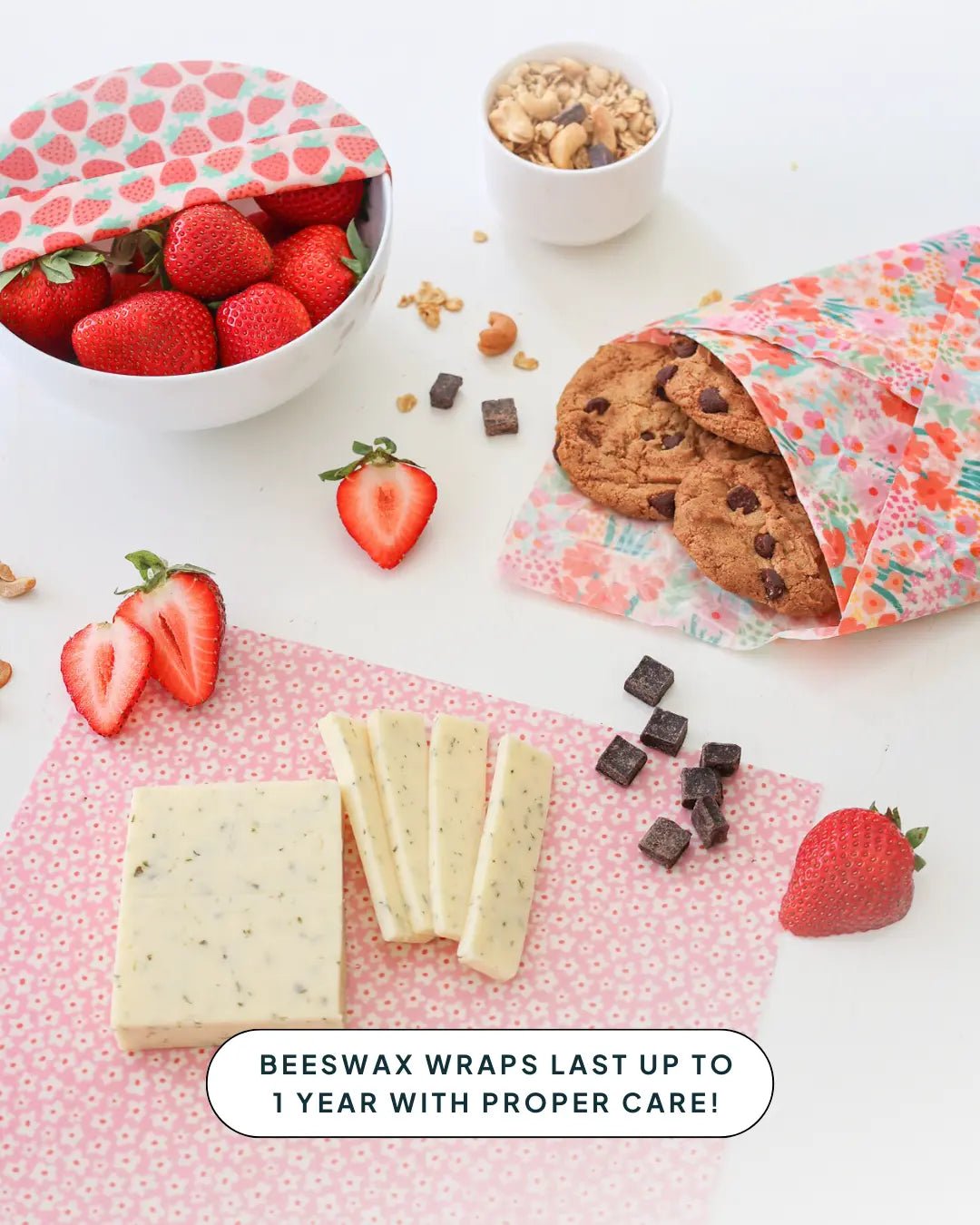 Pink Canadian Beeswax Wrap Set - NATURE BEE
