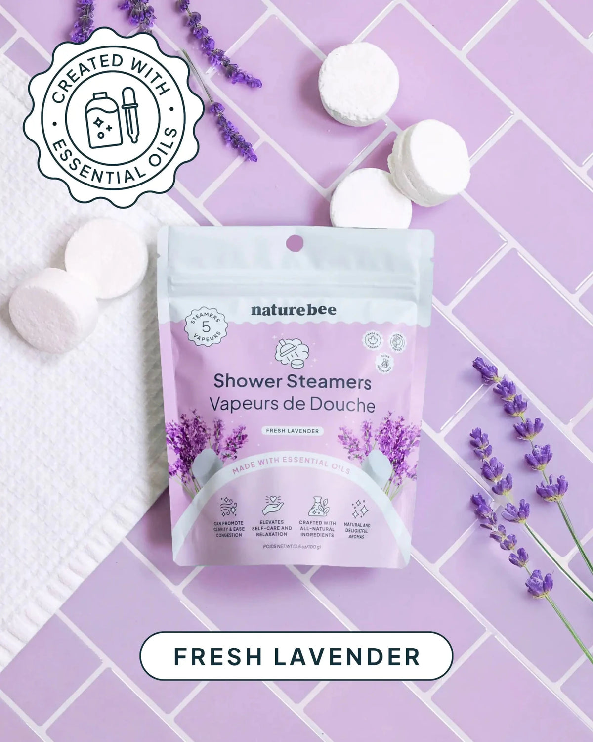 Fresh Lavender Shower Steamers - NATURE BEE