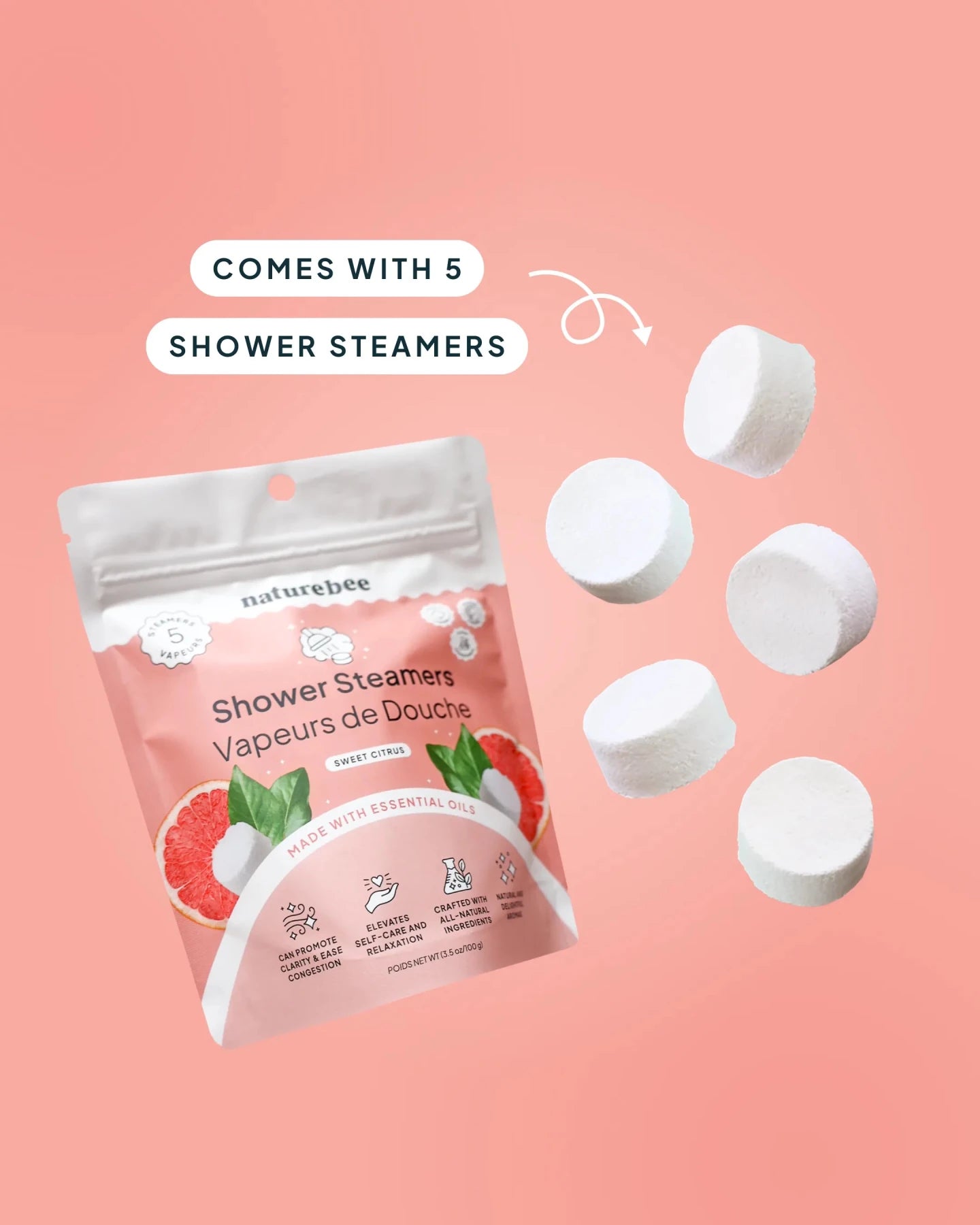 Sweet Citrus Shower Steamers - NATURE BEE