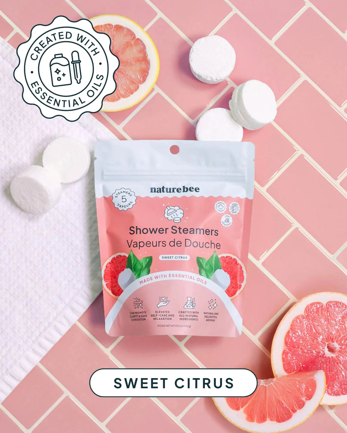 Sweet Citrus Shower Steamers - NATURE BEE
