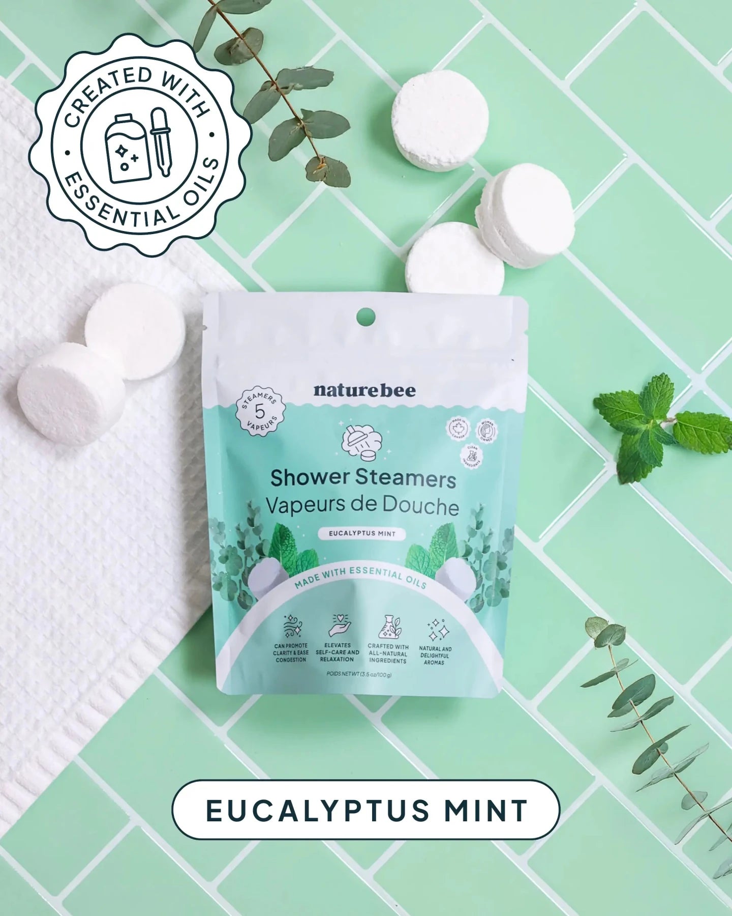 Eucalyptus Mint Shower Steamers - NATURE BEE