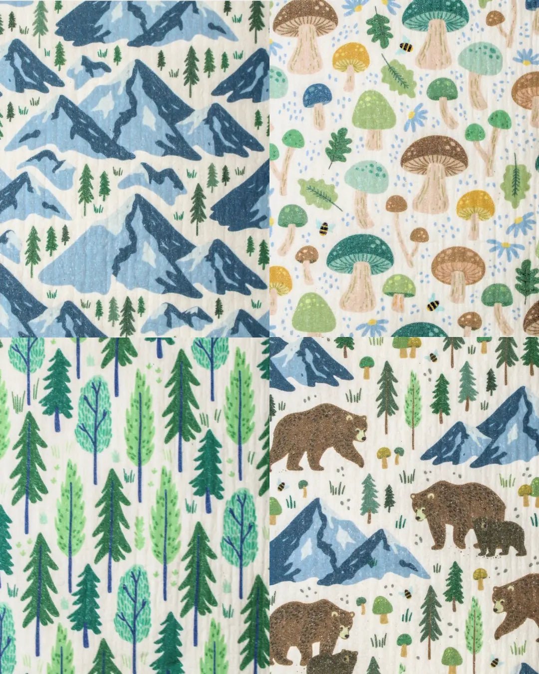 Forest Swedish Dishcloth 4-Pack - Reusable Paper Towels - NATURE BEE