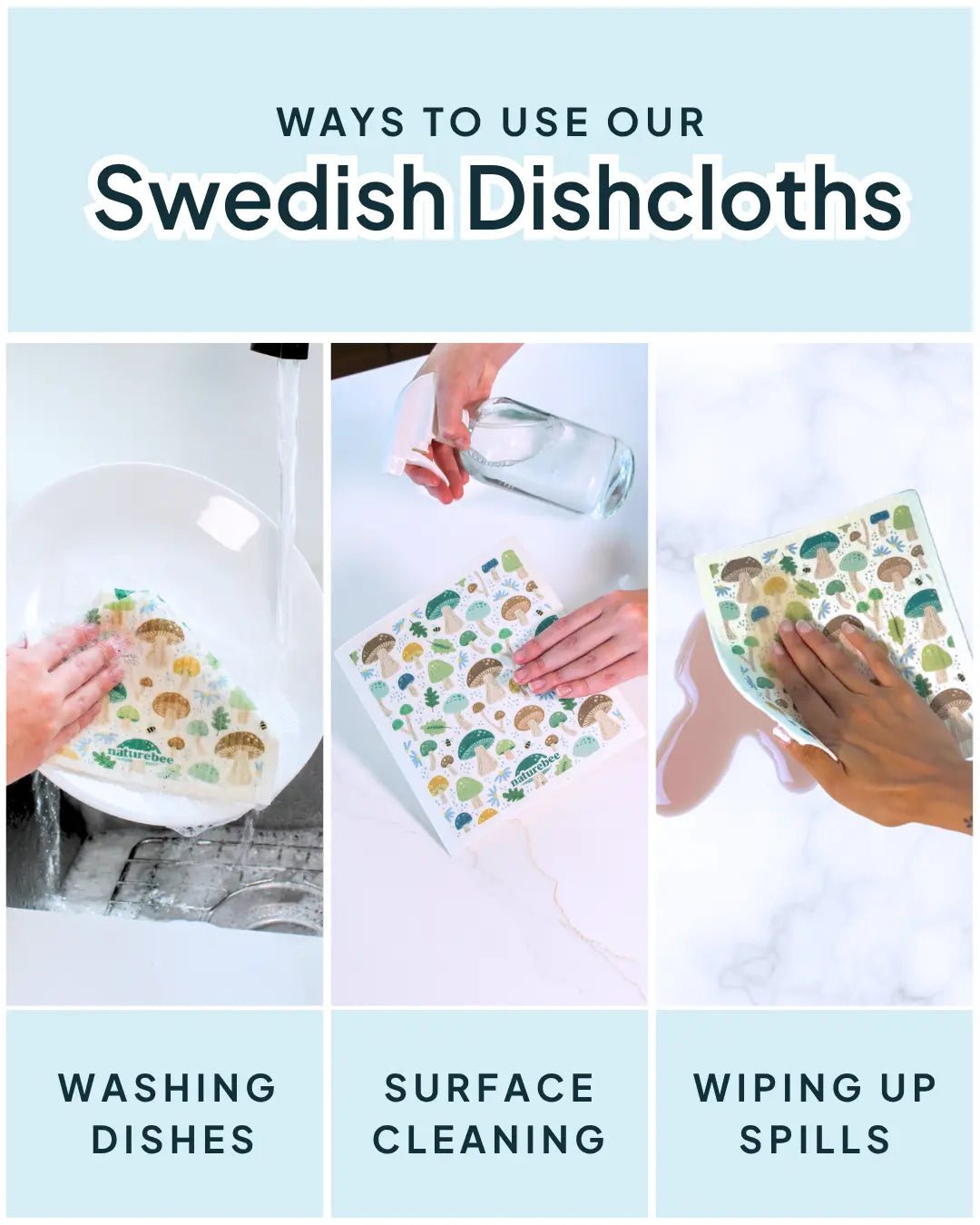 Forest Swedish Dishcloth 4-Pack - Reusable Paper Towels - NATURE BEE