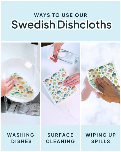Forest Swedish Dishcloth 4-Pack - Reusable Paper Towels - NATURE BEE