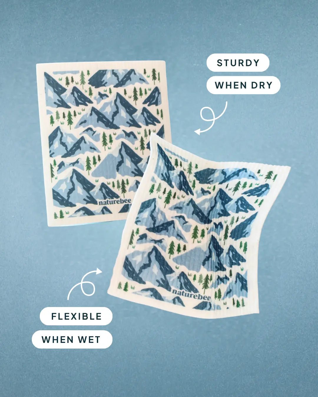 Forest Swedish Dishcloth 4-Pack - Reusable Paper Towels - NATURE BEE