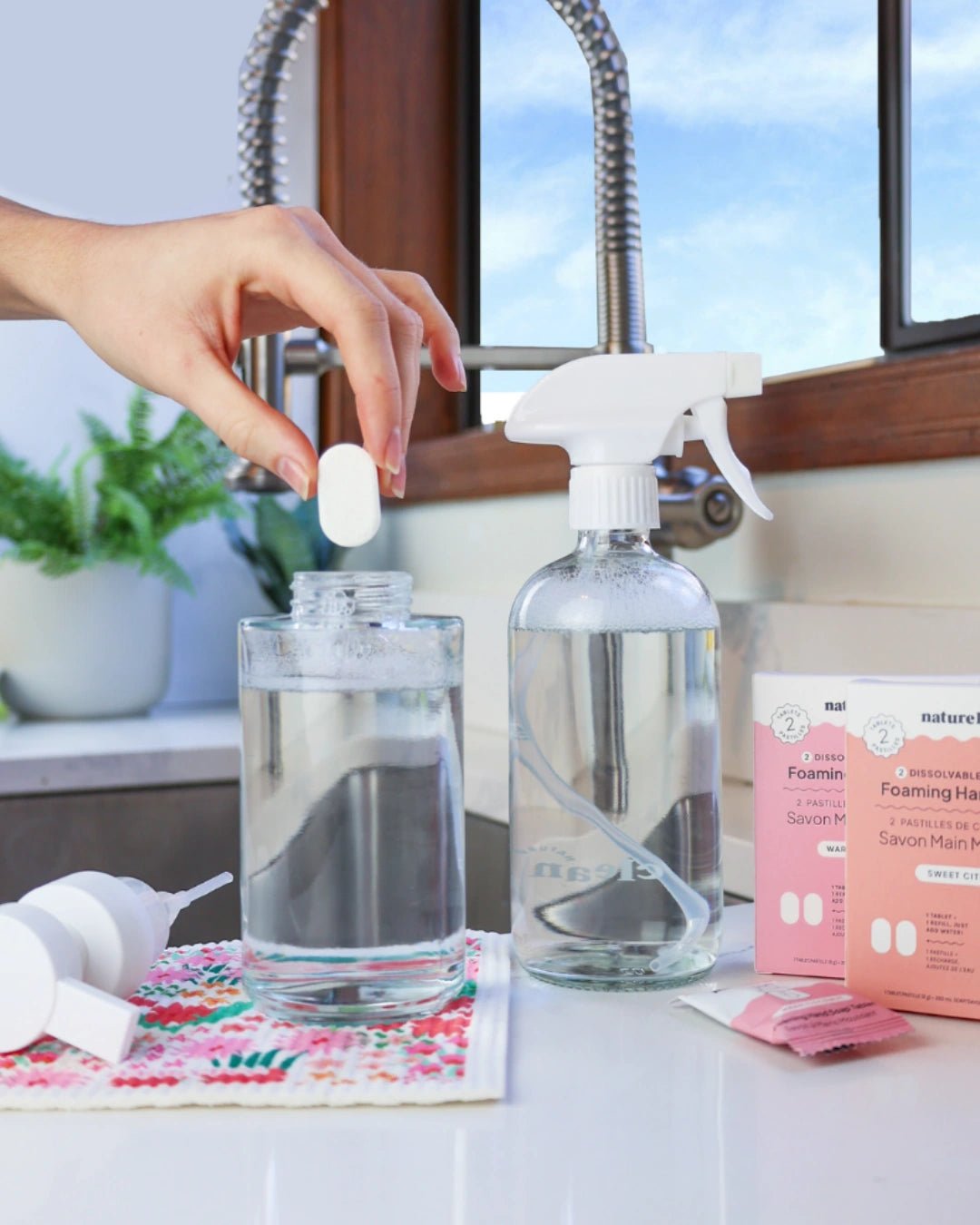 Glass Foaming Hand Soap Bottle - NATURE BEE