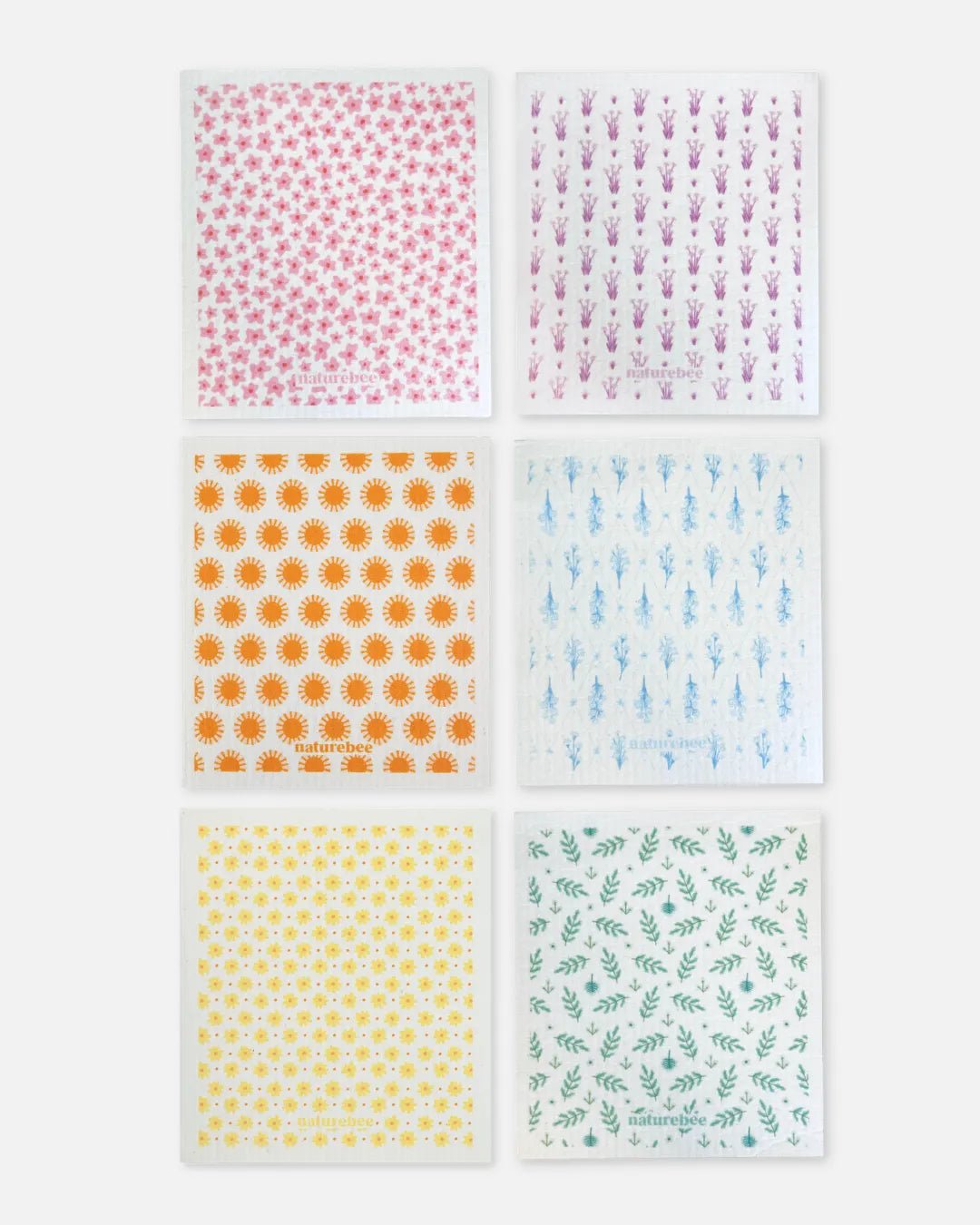 Dainty Floral Swedish Dishcloth 6 - pack - NATURE BEE