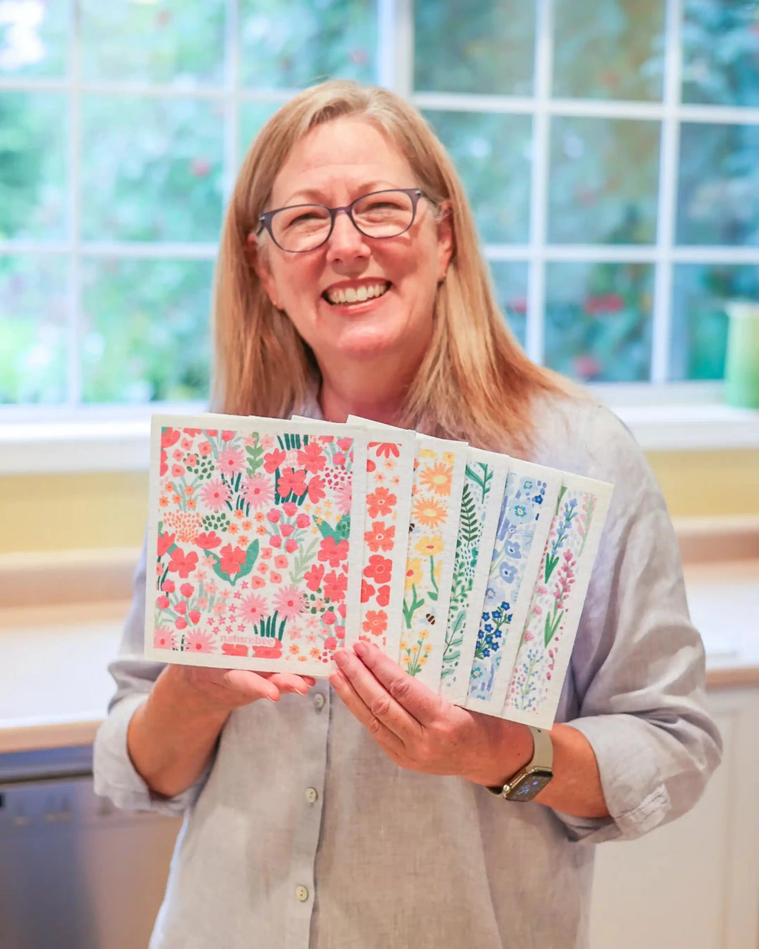 Floral Swedish Dishcloth 6 - pack - NATURE BEE