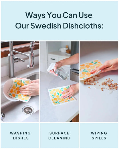 Floral Swedish Dishcloth 6 - pack - NATURE BEE