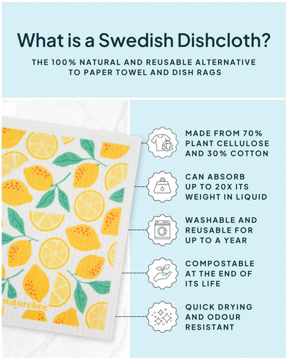 Fruit Swedish Dishcloth 6 - pack - NATURE BEE