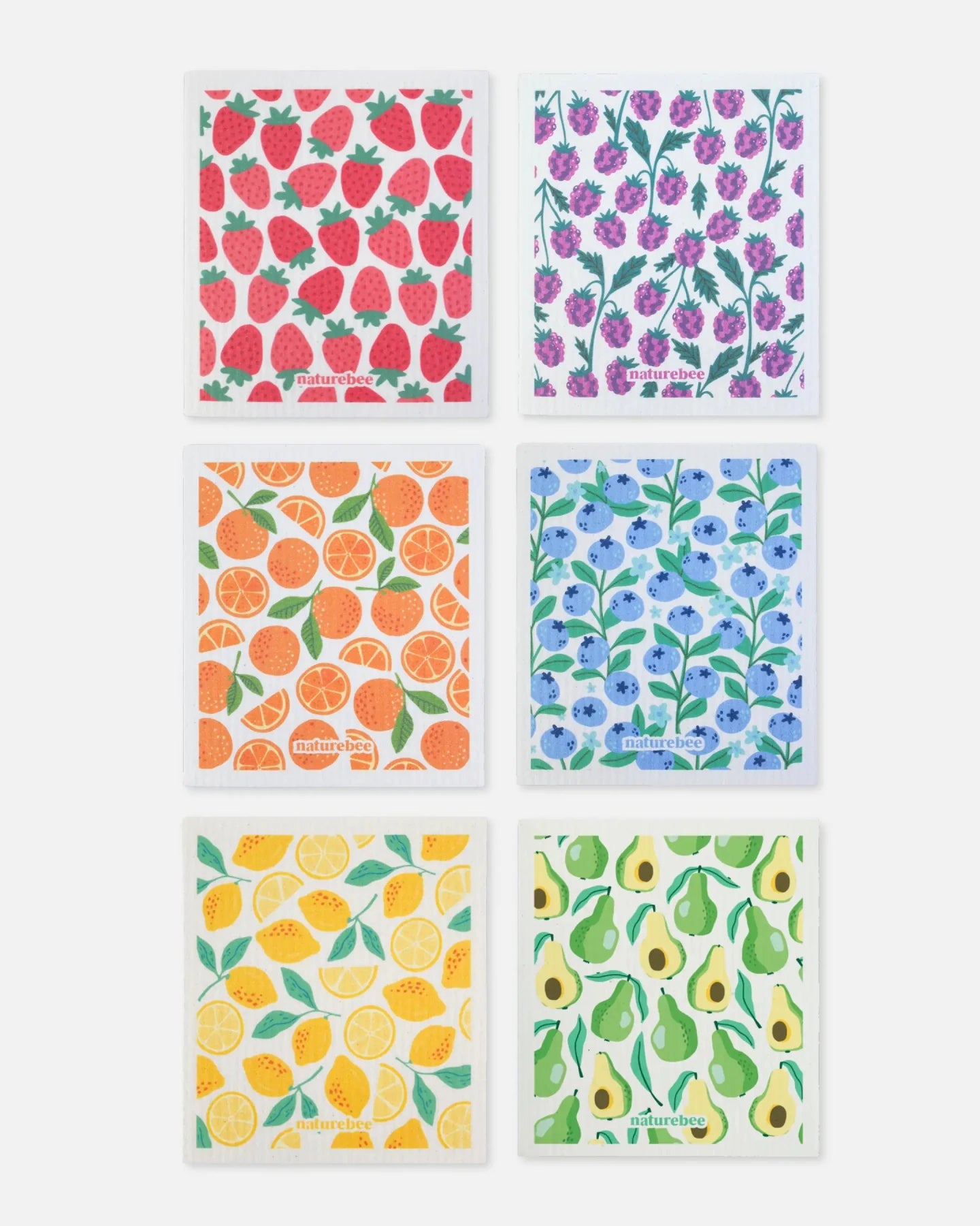 Fruit Swedish Dishcloth 6 - pack - NATURE BEE