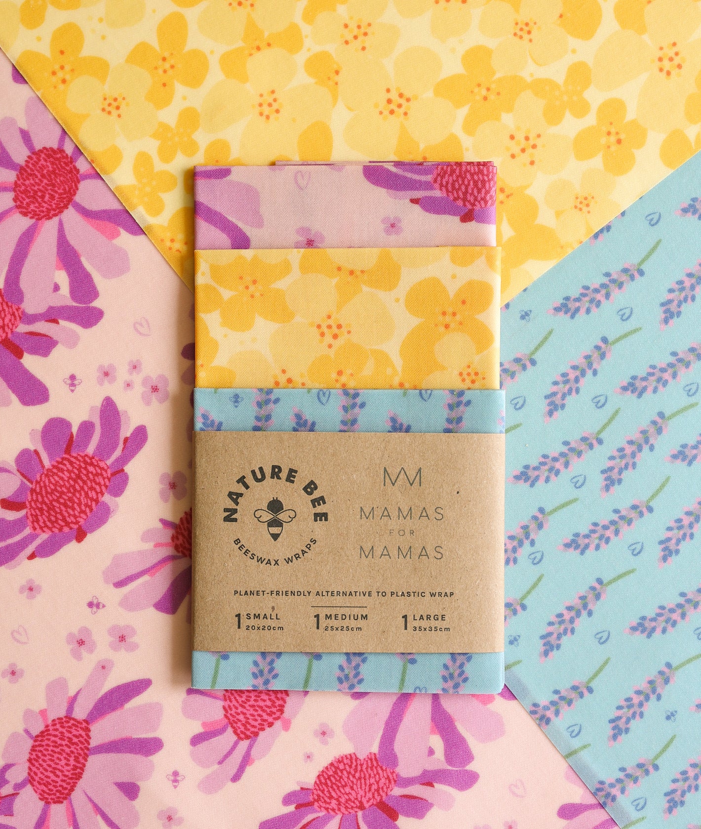 Mamas for Mamas collaborated on a limited edition beeswax wrap variety set made with Nature Bee. Proceeds donated to Mamas for Mamas.