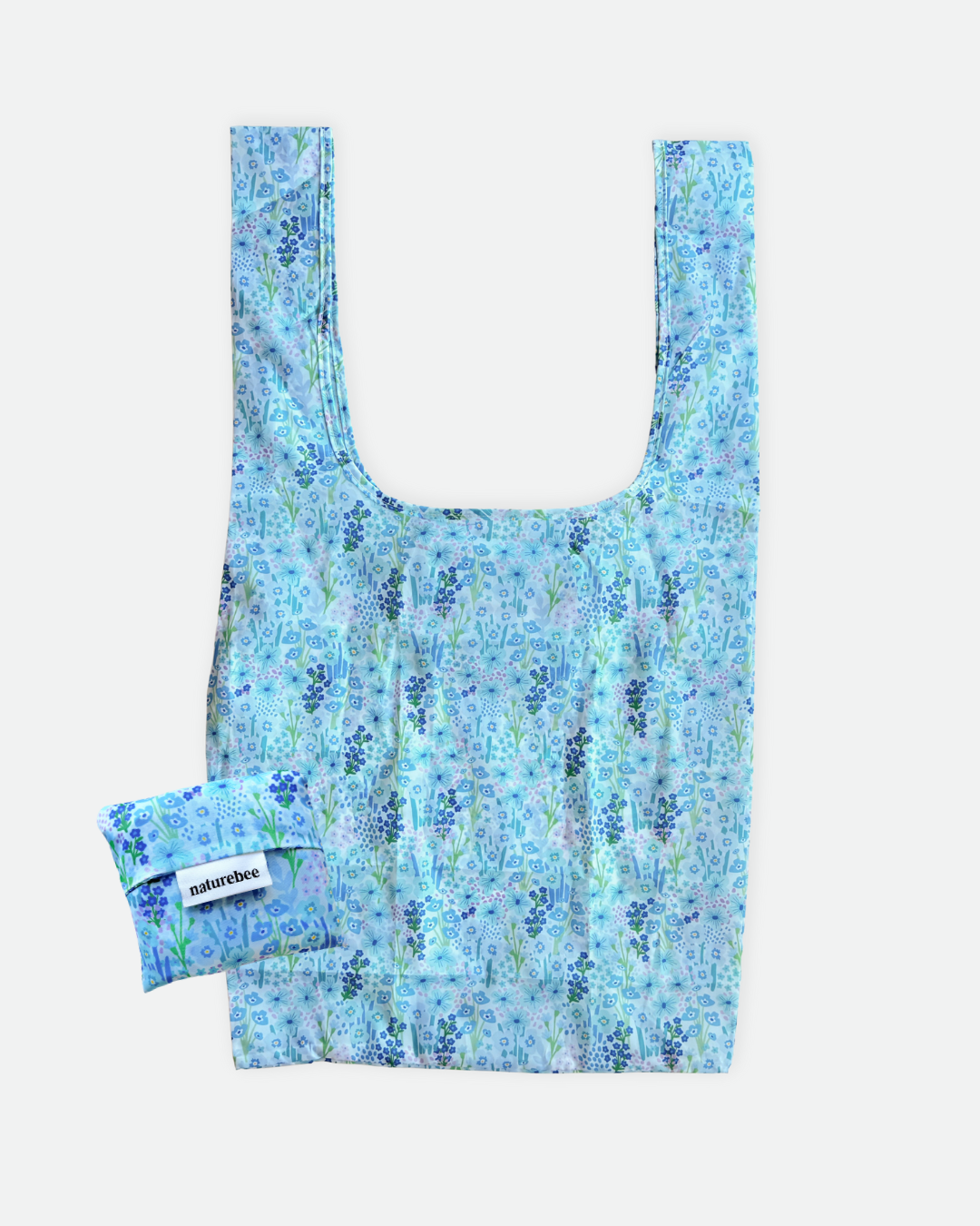 Blue Floral Reusable Pocket Bag | Nature Bee