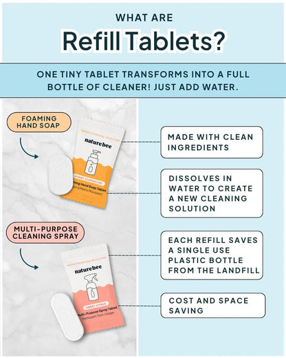 Refillable Glass Bottle Trio - Hand Soap, Spray &amp; Dish Soap - NATURE BEE